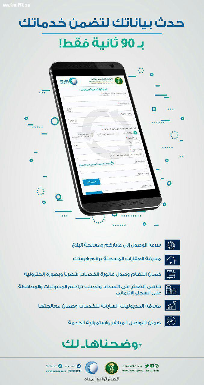 خدمات المياه بجازان تدعوا جميع المستفيدين من خدماتها إلى تحديث بياناتهم وتسديد الفواتير 
