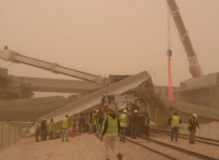 إصابة قائد قطار الرياض _ الدمام بعد سقوط بلاطة على القطار
