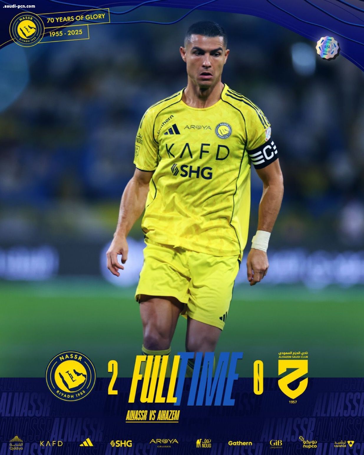 النصر يتصدر دوري روشن بعد الفوز على الحزم